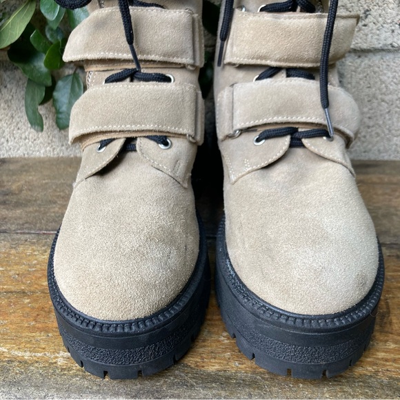 Free People Emmett Lace Up Lug Sole Boot in Latte Suede - Picture 6 of 14